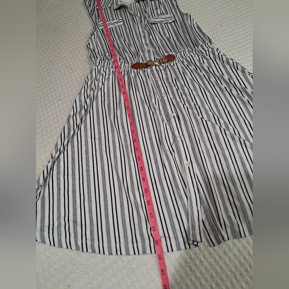 NWT Indigo Rose Striped Sleeveless Shirt Dress with Belt - Size M - Picture 3 of 16